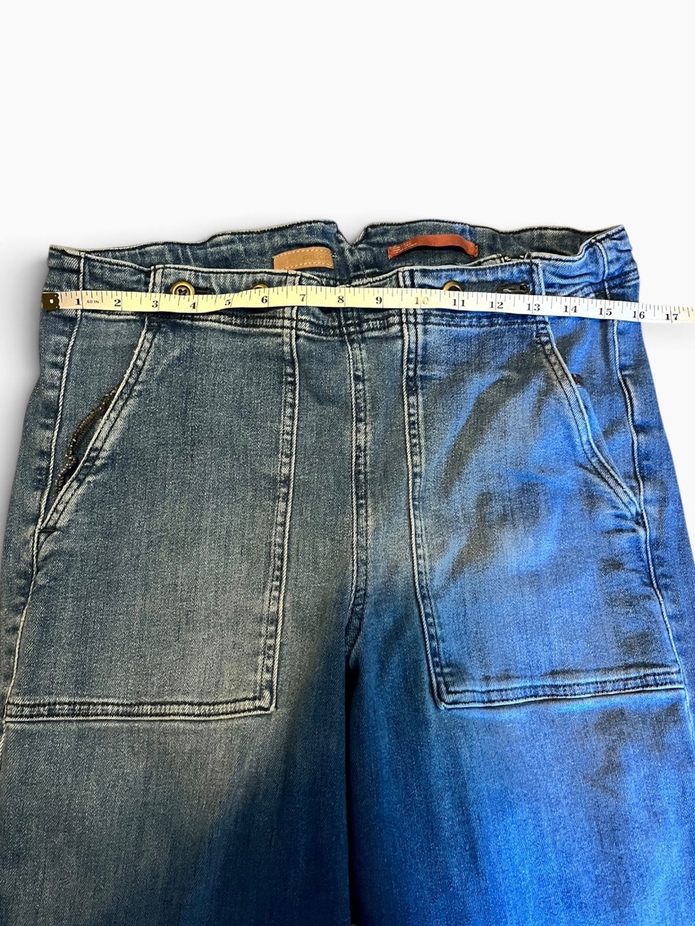 Pilcro Wide-Leg Patch Pocket Jeans in Blue - Picture 5 of 10